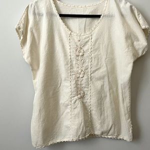 Vintage Linen Embroidered Top
